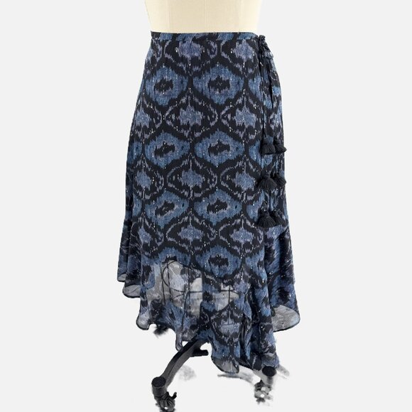 Figue Midi Skirt Wine Papas Maxime Silk Sparkly Asymmetric 4 - Picture 3 of 10